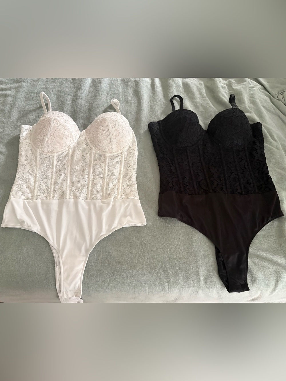 Windsor Lace Bustier Bodysuit Duo in White and Black